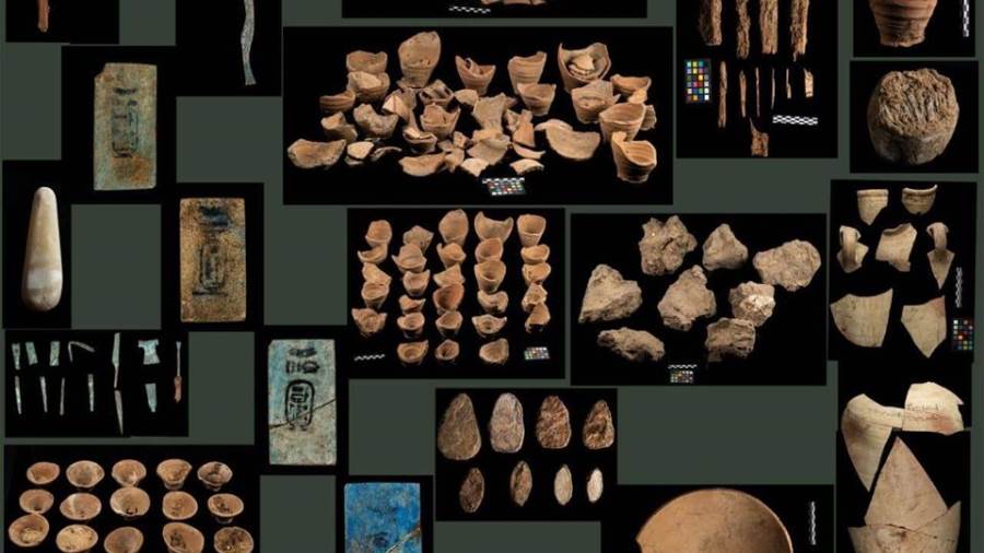 الكشف عن ودائع أساس ومخازن معبد رمسيس الثاني بأبيدوس