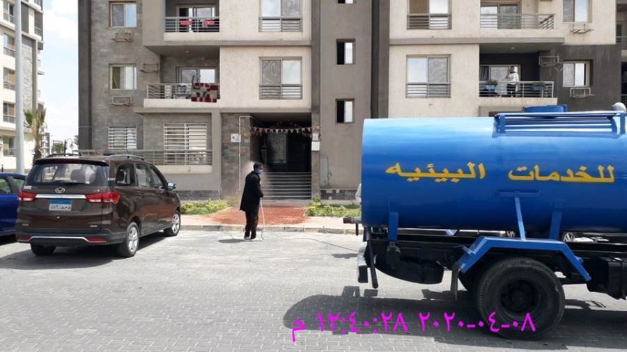 صور.. جهاز الشيخ زايد يعقم عمارات دار مصر المرحلة الثانية لم