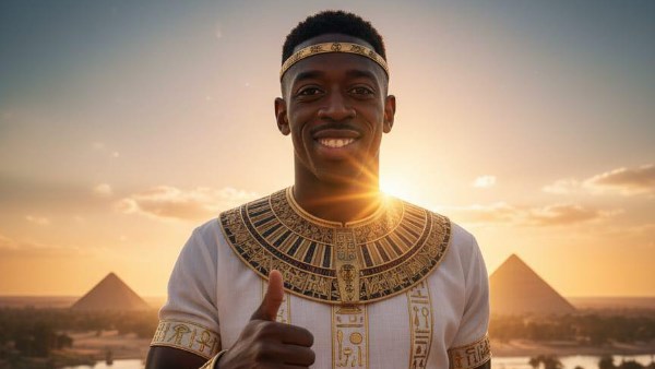  بالزي الفرعوني.. عثمان ديمبيلي يحتفل بافتتاح المتحف المصري الكبير