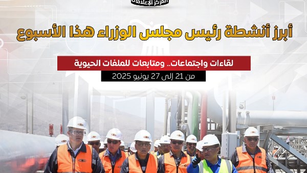 بالإنفوجراف.. أبرز أنشطة مجلس الوزراء هذا الأسبوع بالإنفوجراف.. أبرز أنشطة مجلس الوزراء هذا الأسبوع