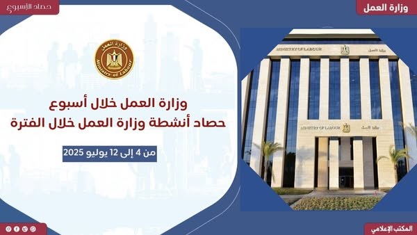بينها دعم مستمر للعمالة غير المنتظمة.. حصاد وزارة العمل في 7 أيام بينها دعم مستمر للعمالة غير المنتظمة.. حصاد وزارة العمل في 7 أيام