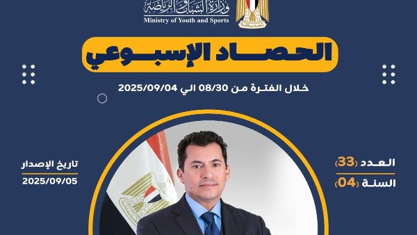 وزارة الشباب والرياضة تصدر حصادها الأسبوعي وزارة الشباب والرياضة تصدر حصادها الأسبوعي