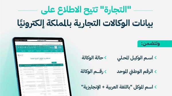 السعودية.. إطلاق خدمة إلكترونية للاستعلام عن بيانات الوكالات التجارية السعودية.. إطلاق خدمة إلكترونية للاستعلام عن بيانات الوكالات التجارية
