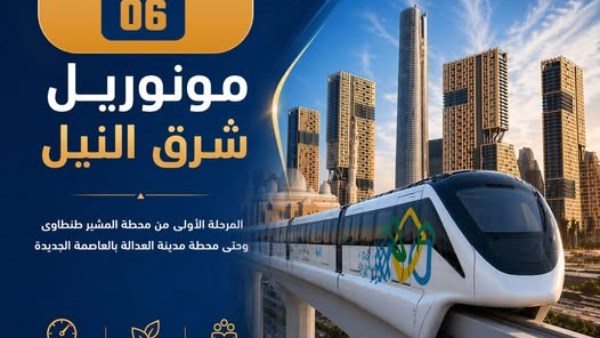 تشغيل المرحلة الأولى من مونوريل شرق النيل حتى مدينة العدالة بالعاصمة الجديدة 