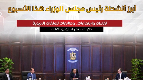 حصاد أسبوع.. أبرز ملفات رئيس الوزراء في إنفوجراف